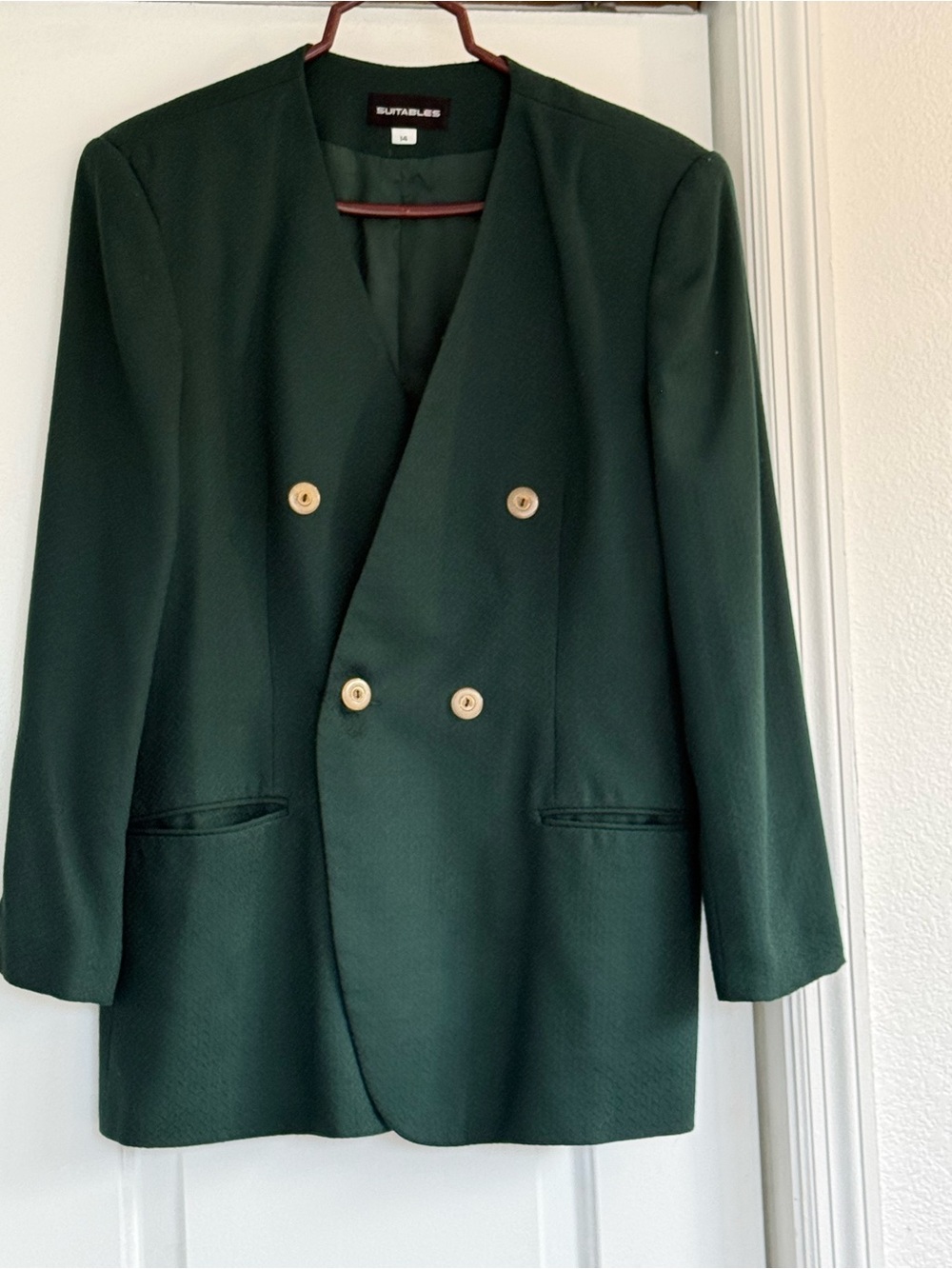 Dark Green Double-Breasted Blazer